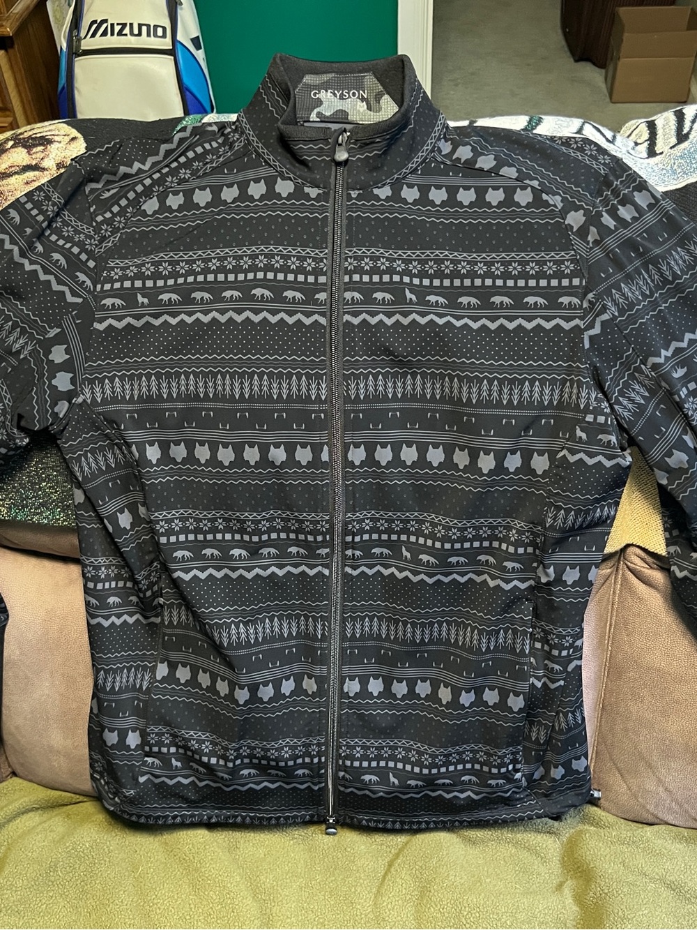 Greyson Black & Gray Patterned Zip Jacket M